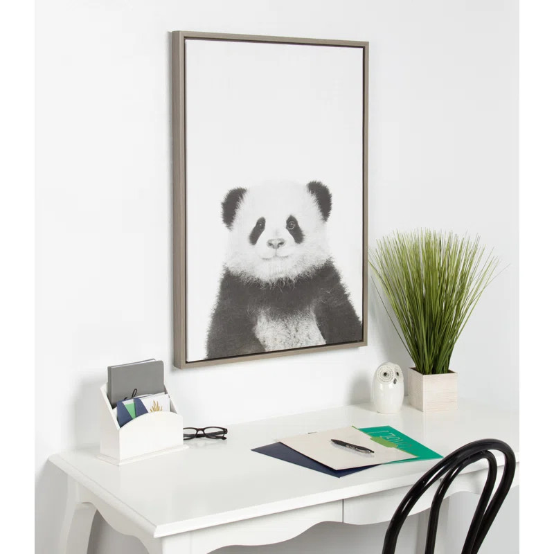 " Panda Animal Print Black And White Portrait " by Simon Te Tai | Wayfair North America