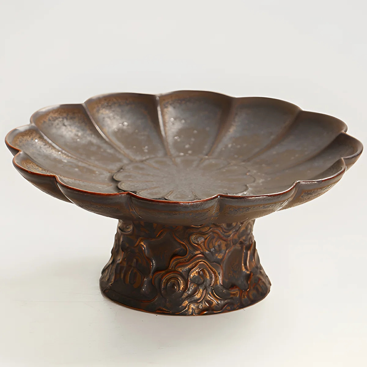 Relief Lotus High Footed Tray - Elegant Ancient Charm, An Artistic Choice To Light Up Homes | Wayfair North America