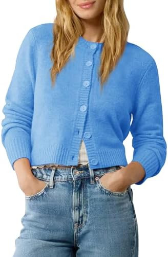 Urban CoCo Women’s Cropped Cardigan Sweater Lightweight Long Sleeve Y2K Fall Spring Jacket Clot... | Amazon (US)