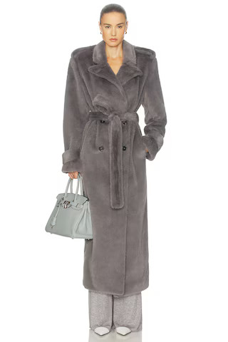 Helsa Faux Fur Long Trench in Smoke from Revolve.com | Revolve Clothing (Global)