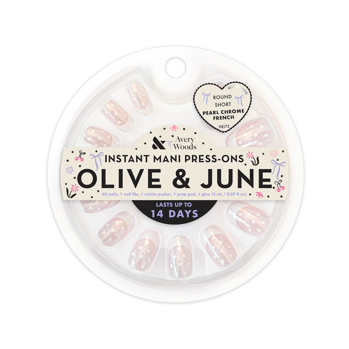 Pearl Chrome French - Press On | Short | Round | Olive & June