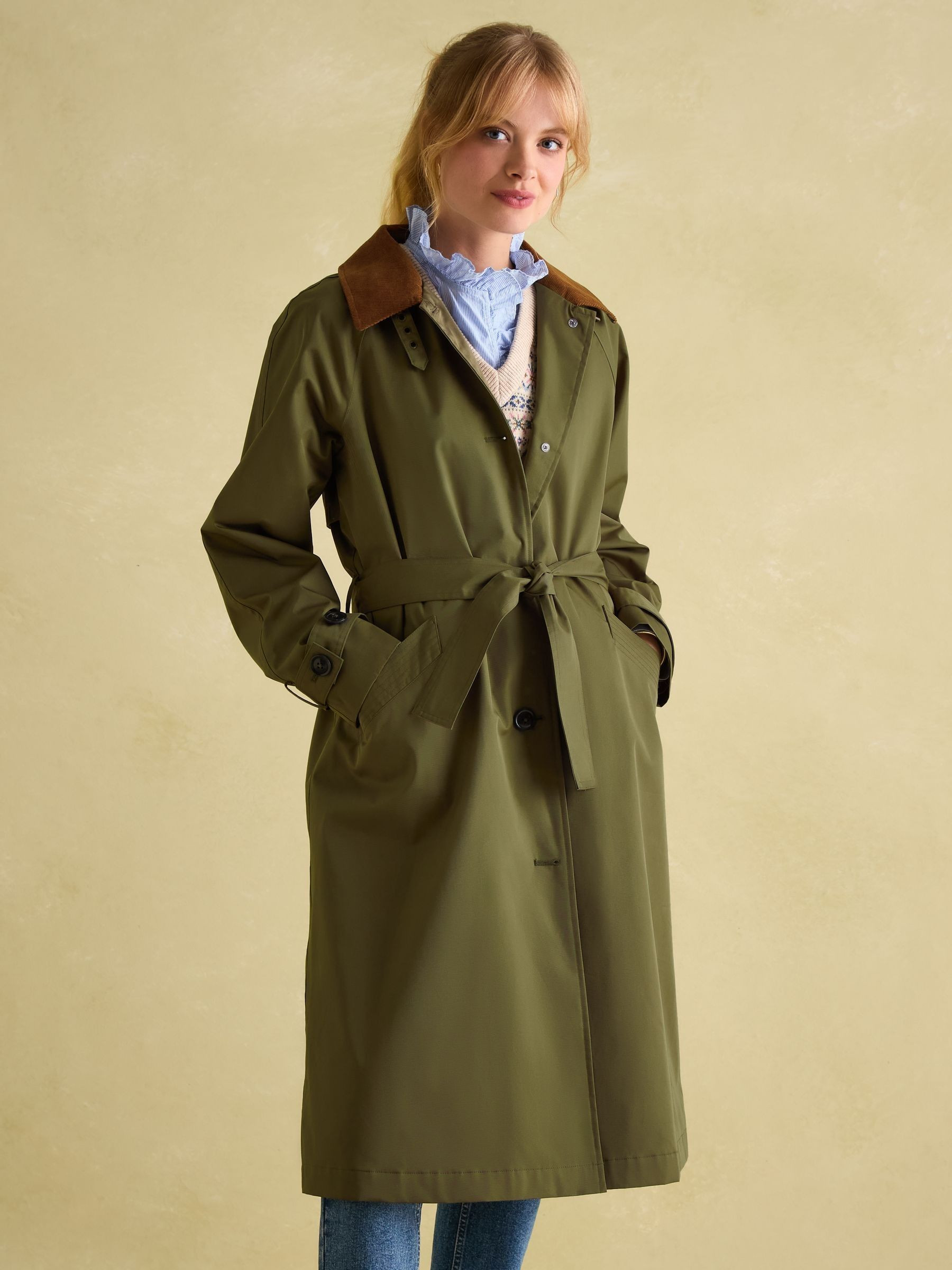 Epwell Green Waterproof Belted Trench Coat | Joules | Joules