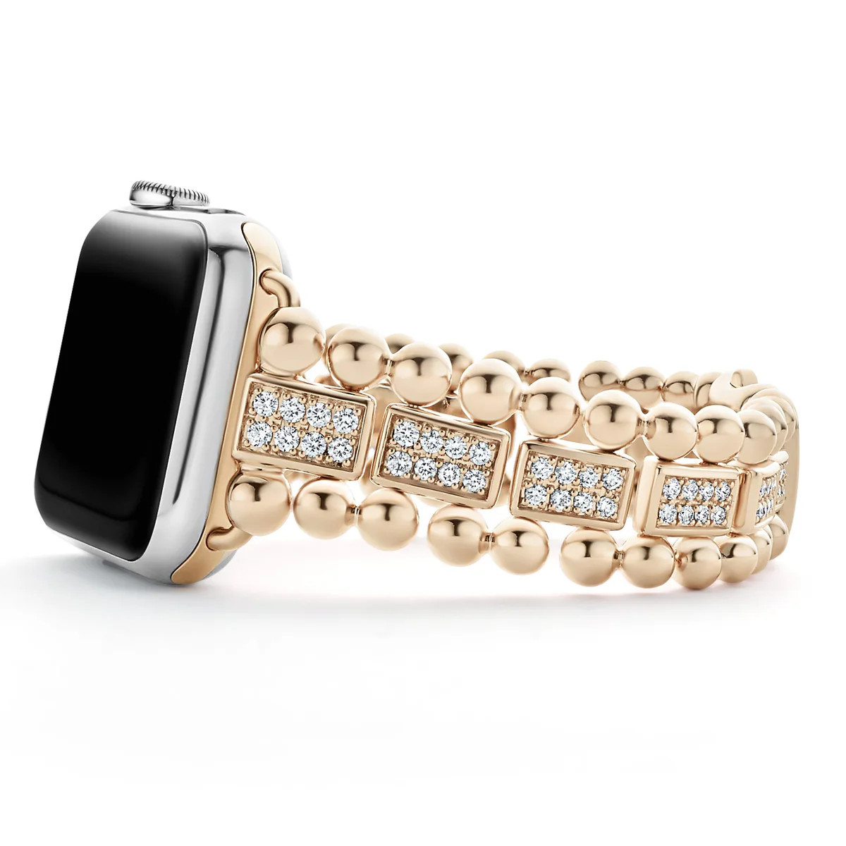 Smart Caviar 18K Rose Gold Full Diamond Watch Bracelet-38-45mm | LAGOS