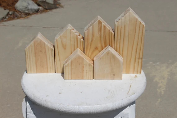 Set of 12 20 100 or 200 Unfinished House Shaped Wood Block | Etsy | Etsy (US)
