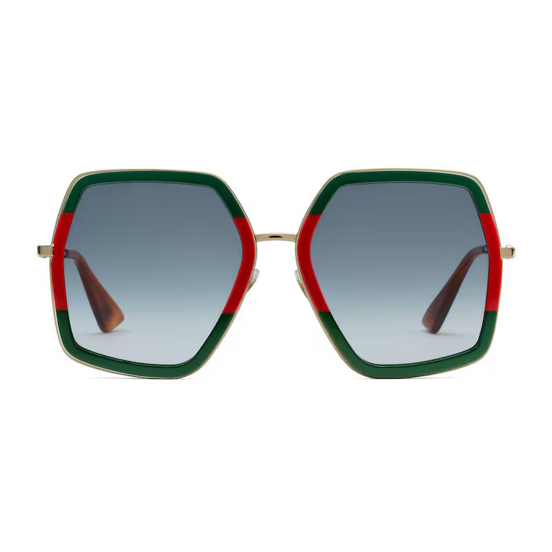 Gucci ExtragroÃe Sonnenbrille mit quadratischem Rahmen aus Metall | Gucci (EU)
