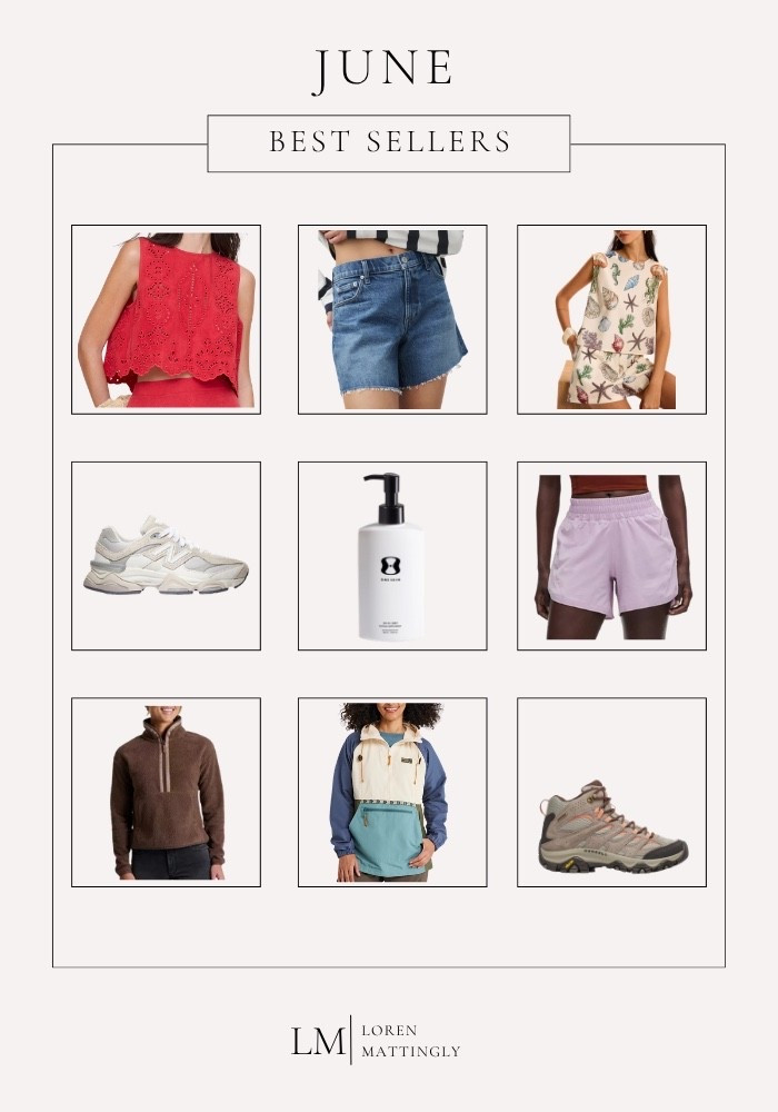 My June best sellers are live & this one has a little something for everything, the swim, the denim, the workout gear, the Aloha bars I take everywhere, and the lotion I've been obsessed with all summer.

And the bottom row? Straight from our trip out west & I wore all three on repeat. ⛰️ 

Shop them all here! 🛒 

xo, Loren