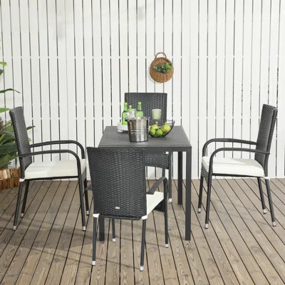 Ruzzo Stacking Patio Dining Armchair with Cushion | Wayfair North America