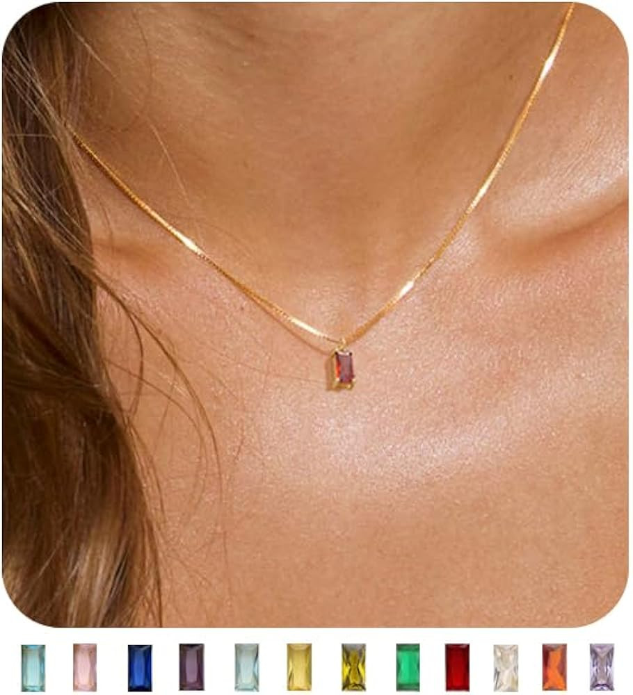 FUNEIA Diamond Necklaces for Women 14K Gold Plated Emerald Birthstone Necklace for Women Mothers ... | Amazon (US)