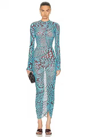 Mugler VESTIDO en Star Cherry & Turquoise | FWRD | FWRD 