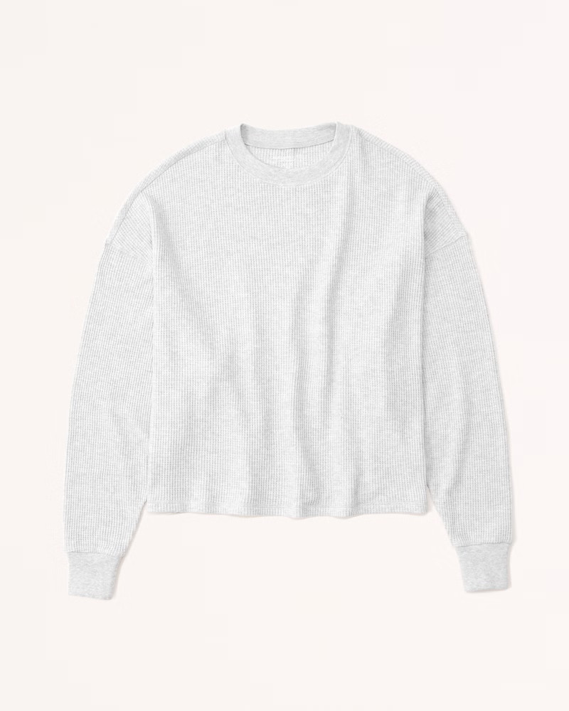 Long-Sleeve Oversized Waffle Tee | Abercrombie & Fitch (US)
