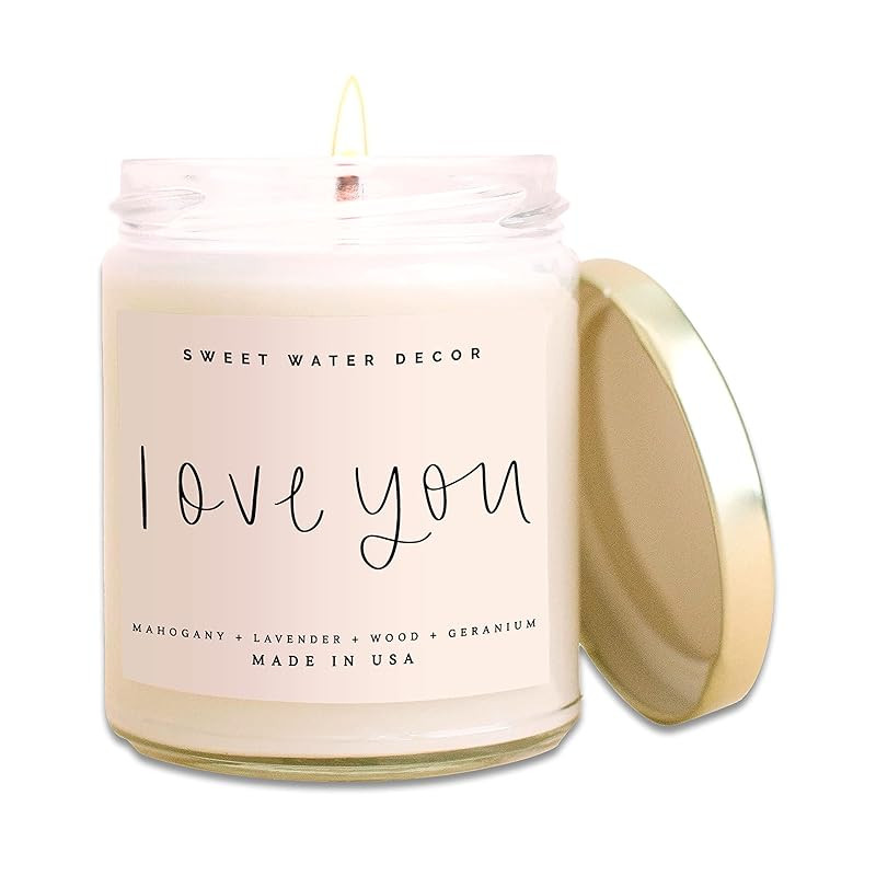 Sweet Water Decor, Love You Candle | Mahogany Teakwood Scented Soy Wax Candle for Home | Valentin... | Amazon (US)