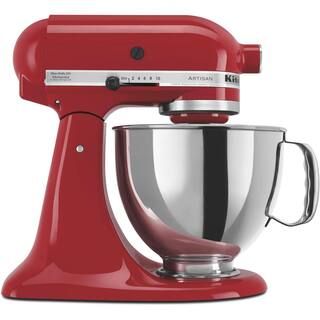 KitchenAid Artisan 5 Qt. 10-Speed Empire Red Stand Mixer with Flat Beater, 6-Wire Whip and Dough ... | The Home Depot