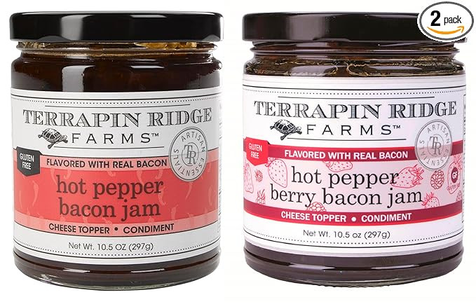 Terrapin Ridge Farms Hot Pepper & Hot Pepper Berry Bacon Jam Set – Perfect for Appetizers, Gril... | Amazon (US)