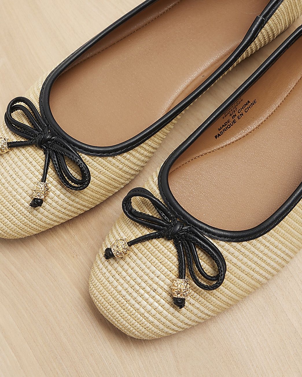 Beige raffia bow ballet pumps | River Island (UK & IE)