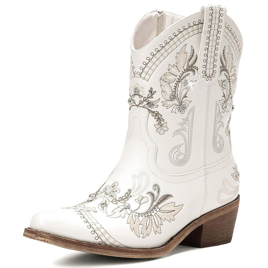 Cowboy Boots for Women - Western Embroidered Cowgirl Boots with Sparkly Rhinestone, Pointed Toe C... | Amazon (US)