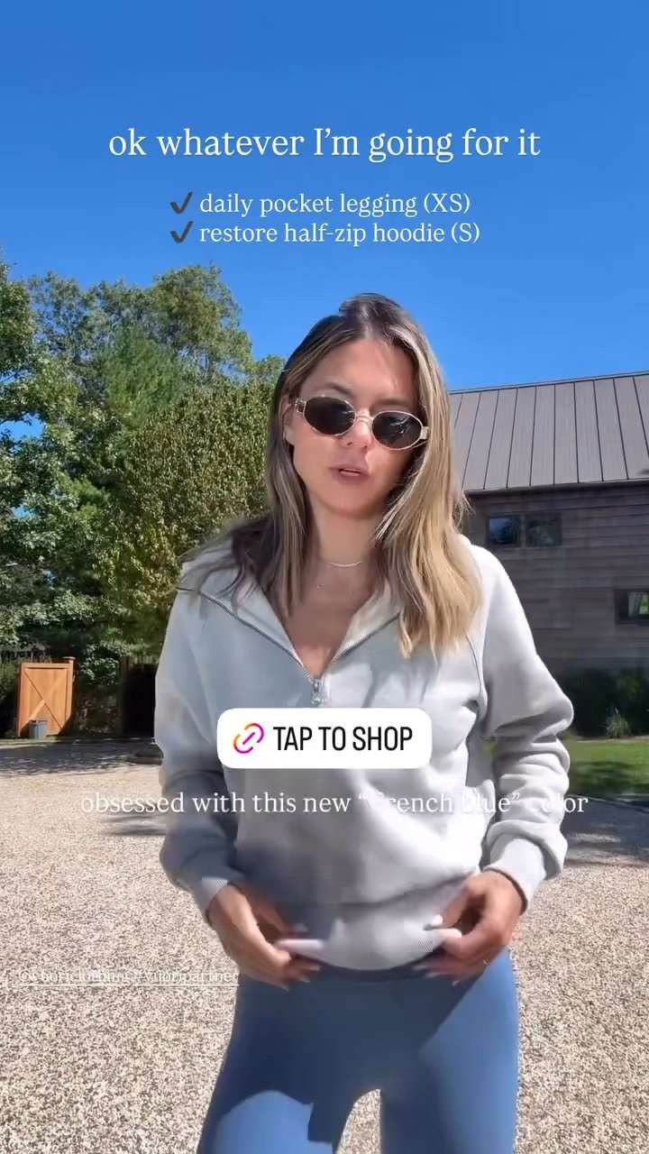 Threw on this half zip restore hoodie over my set from @vuoriclothing. Wearing a S in the hoodie and XS in the set!🩵 

 #LTKgrwm #LTKootd #LTKActive