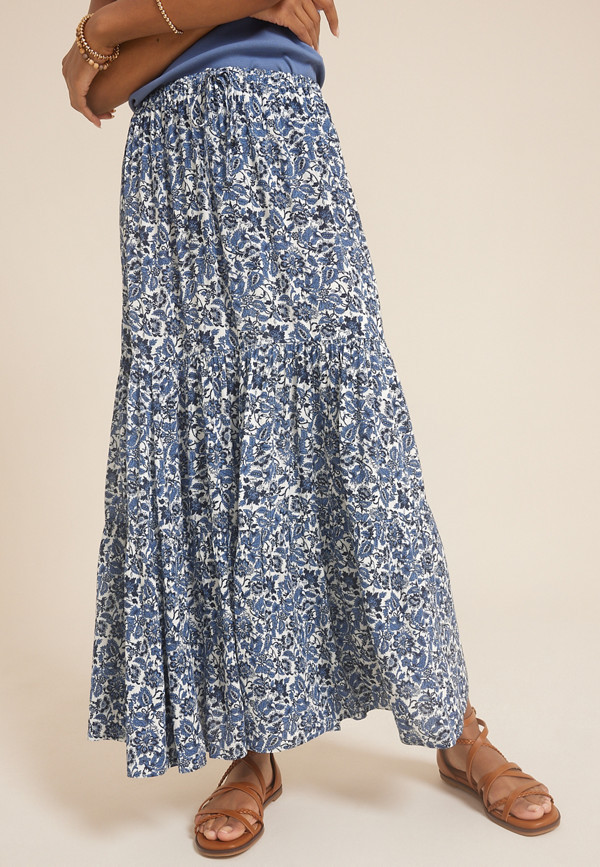 Printed High Rise Maxi Skirt | Maurices