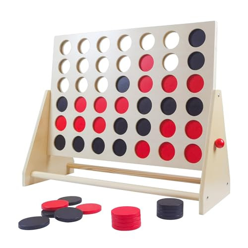 GOTHINK Giant Wooden 4 in A Row Game Includes 42 Pcs Dics, Large Size Four in a Row Game 2Ft 4-in-a-Row Connect Games - Fun Indoor and Outdoor Board Games for Teens and Adults | Amazon (US)