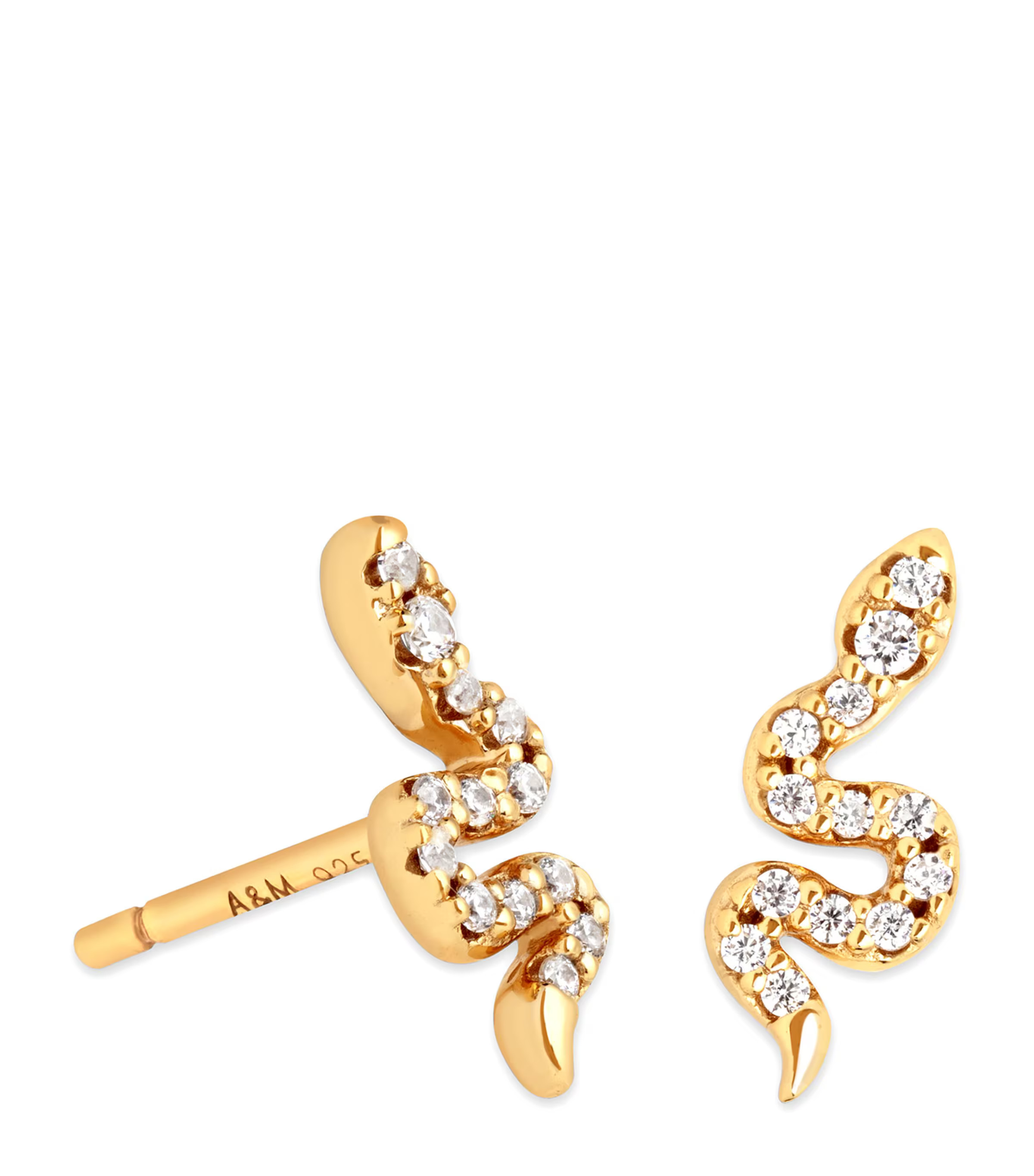 Astrid & Miyu Gold-Plated Sterling Silver and Cubic Zirconia Snake Stud Earrings | Harrods