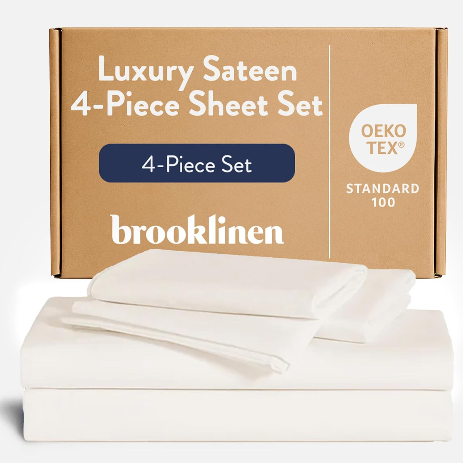 Brooklinen Luxury Sateen 4 Piece Sheet Set - 100% Cotton Bed Sheets, Soft & Durable Queen Size Sh... | Amazon (US)