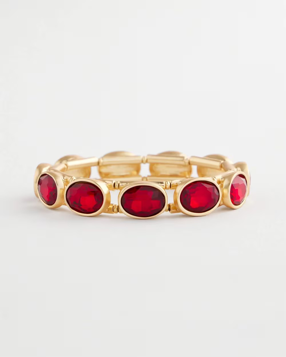 Large Red Faceted Gem Stretch Cuff Bracelet | Chico's