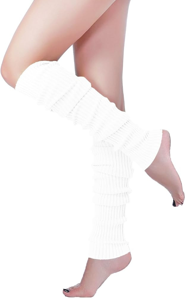v28 Women Warm Leg Warmers 80s Retro Party Costume Knit Ballet Neon Long Socks | Amazon (US)