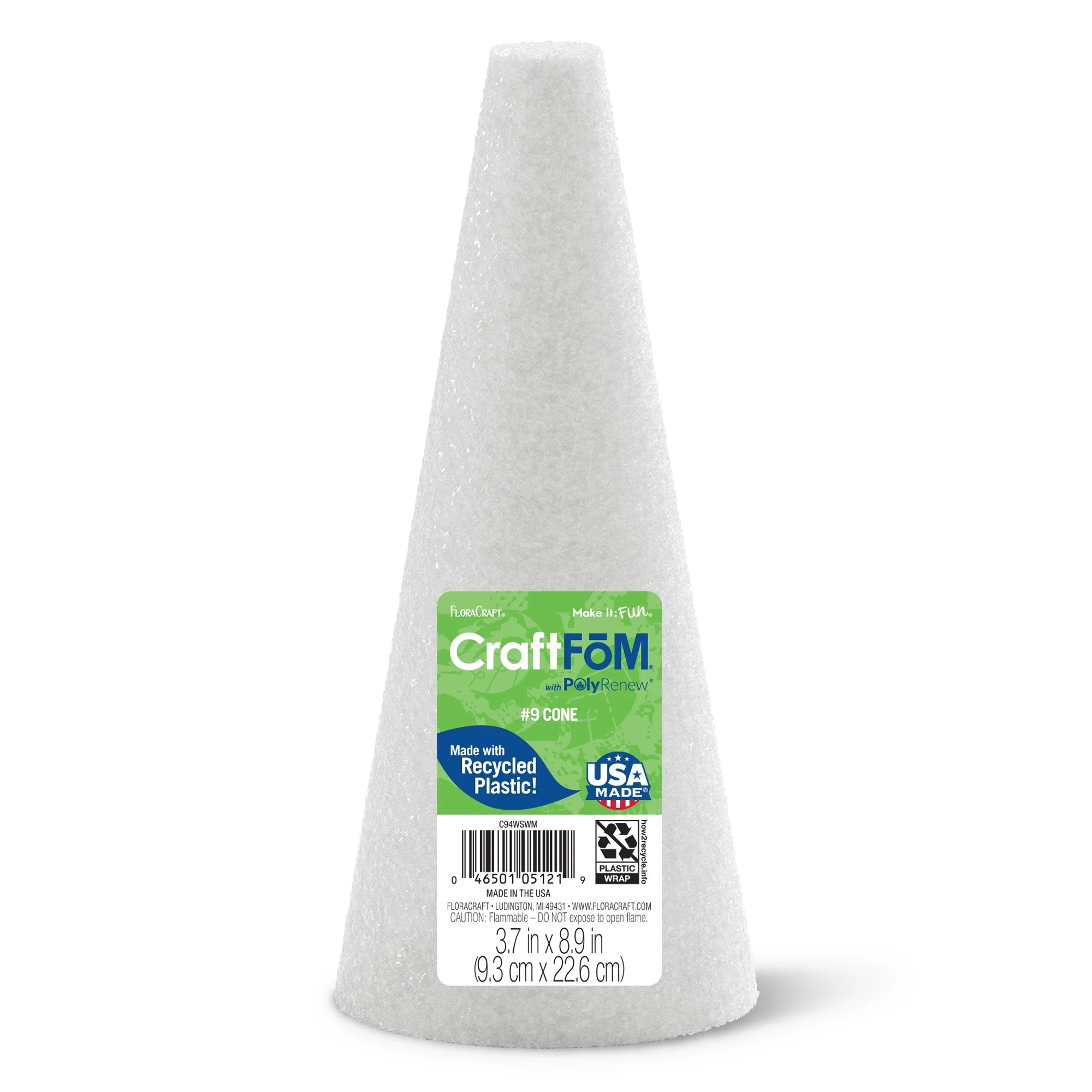 FloraCraft CraftFōM Crafting Foam Cone 3.7 inch x 8.9 inch White - Walmart.com | Walmart (US)