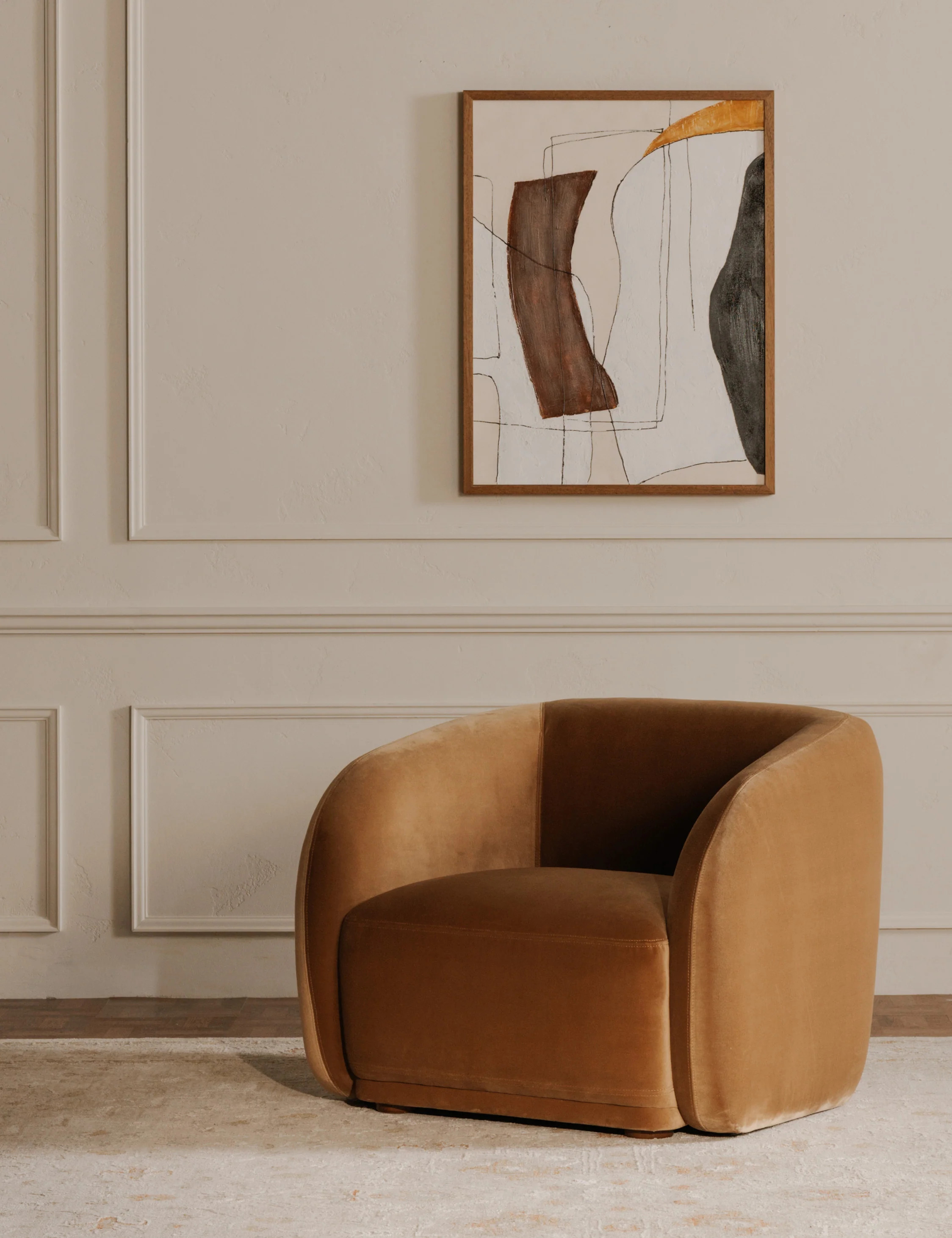 Maas Accent Chair, Camel Faux Mohair | Lulu and Georgia 