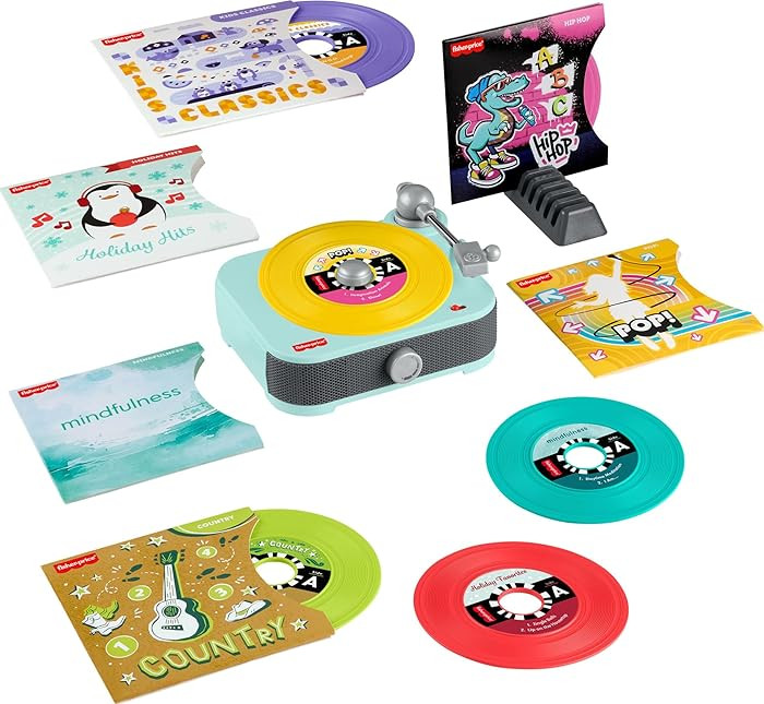 Fisher-Price Musical Toy Deluxe Rockin’ Record Player Pretend Turntable with 6 Albums for Presc... | Amazon (US)