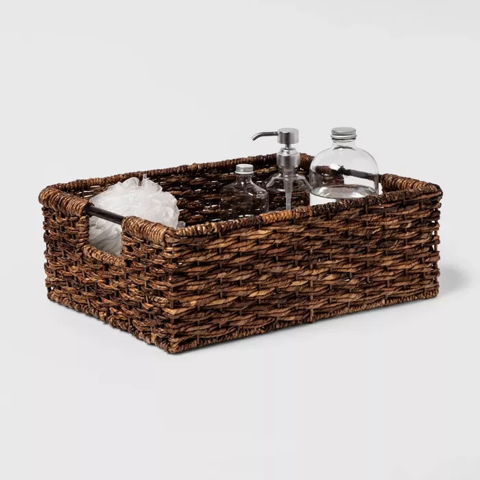 6"x12" Wicker Folio Bin Dark Global Brown - Threshold™ | Target