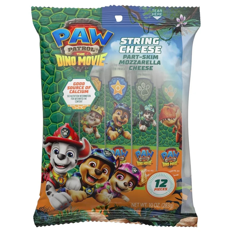 Nickelodeon PAW Patrol Part\u2011Skim Mozzarella String Cheese Snack, Plastic Bag, 10 oz, 12 Stic... | Walmart (US)
