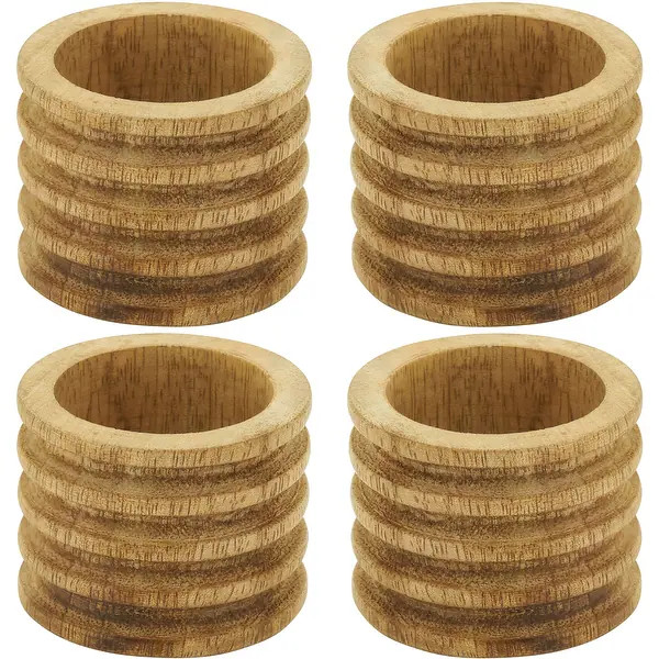 Wood Ribbed Design Napkin Rings (Set of 4) | Bed Bath & Beyond