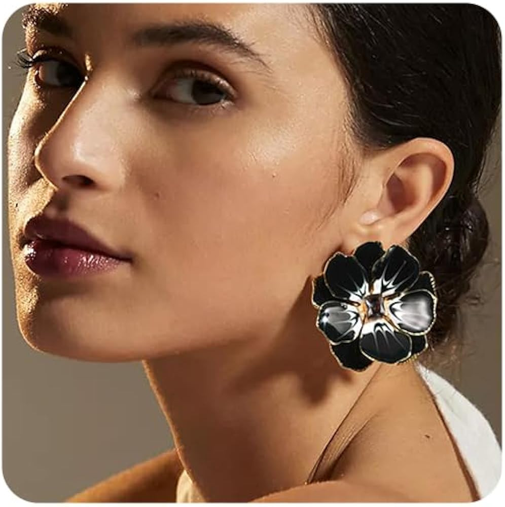 AllenCOCO Large Flower Earrings for Women, 14K Gold Plated S925 Sterling Silver Post Hypoallergen... | Amazon (US)