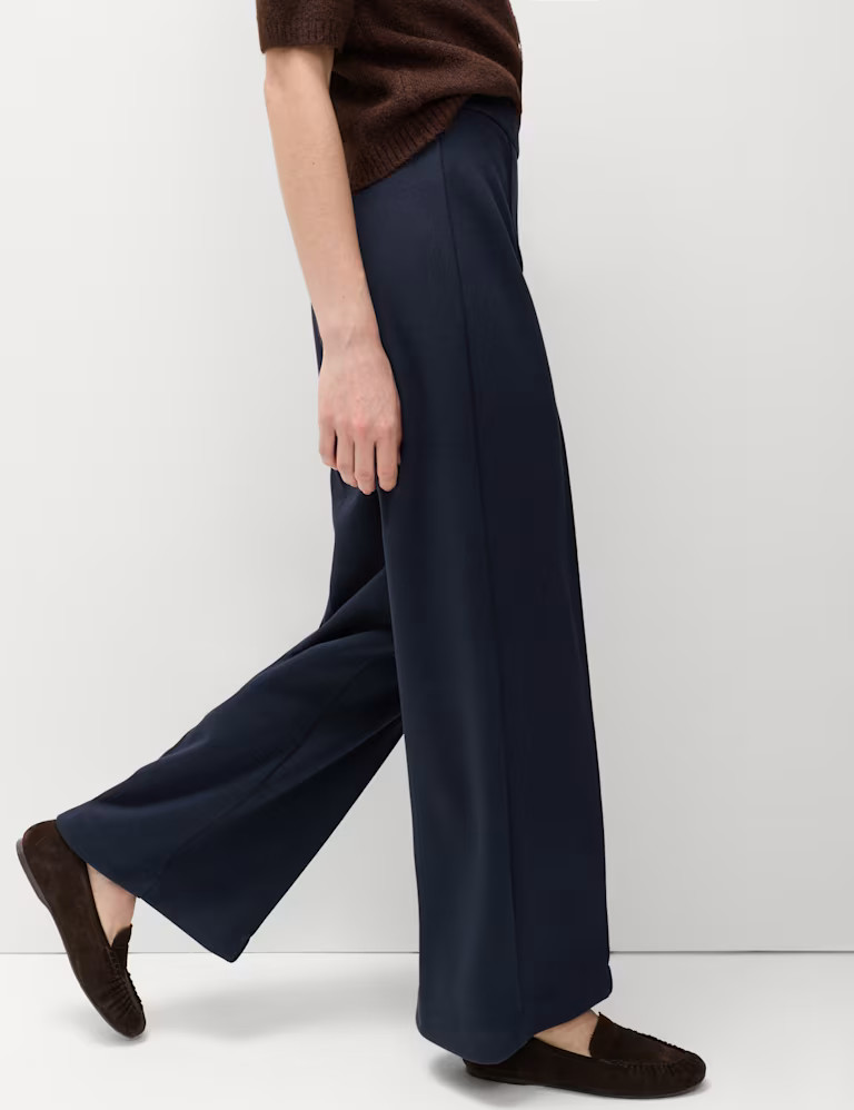 Jersey Elasticated Waist Wide Leg Trousers | Marks & Spencer (UK)
