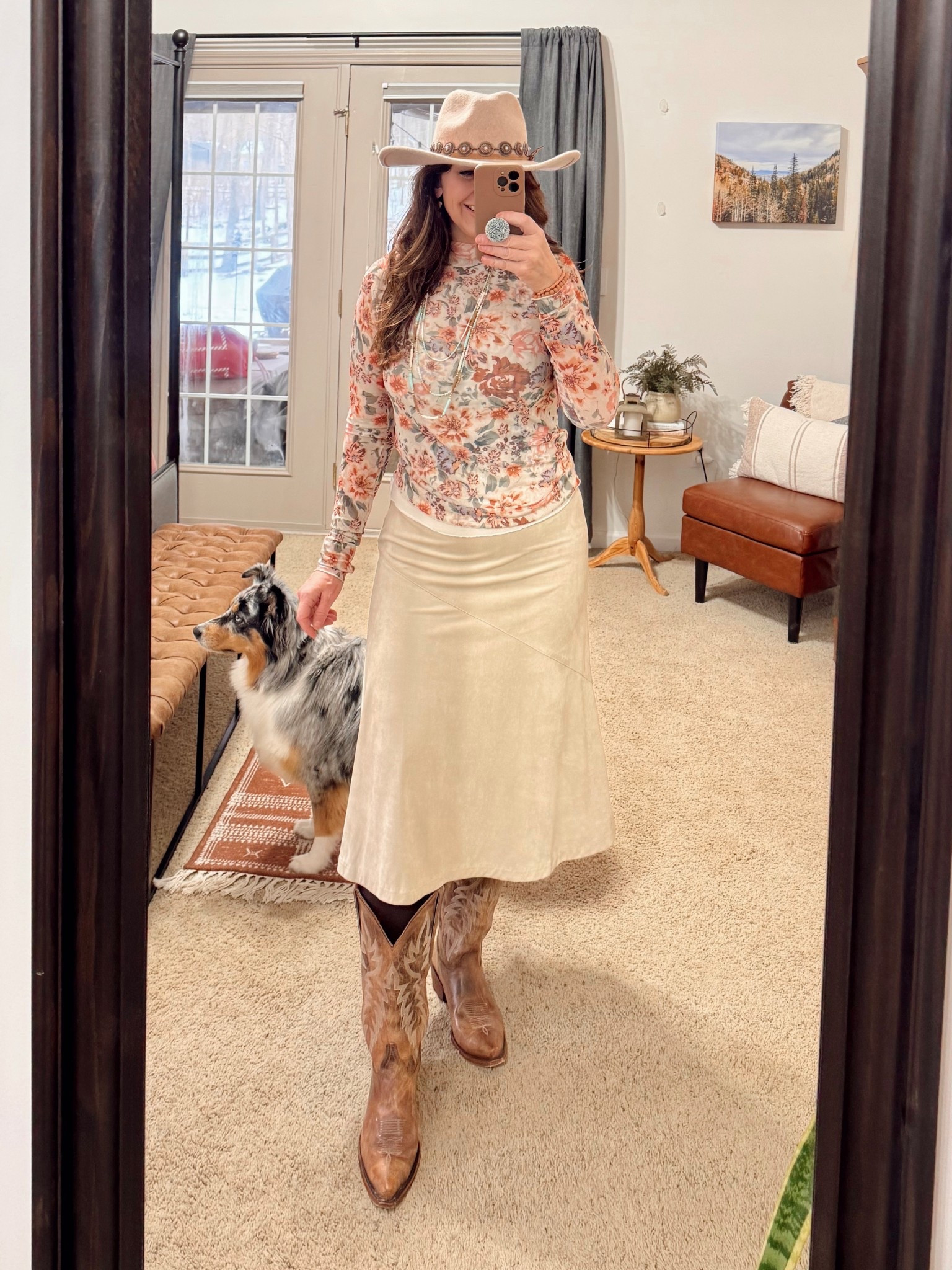 Date night 
Faux Suede Skirt: size medium 
Shirt: size large

#LTKValentine #LTKOver40 #LTKMidsize