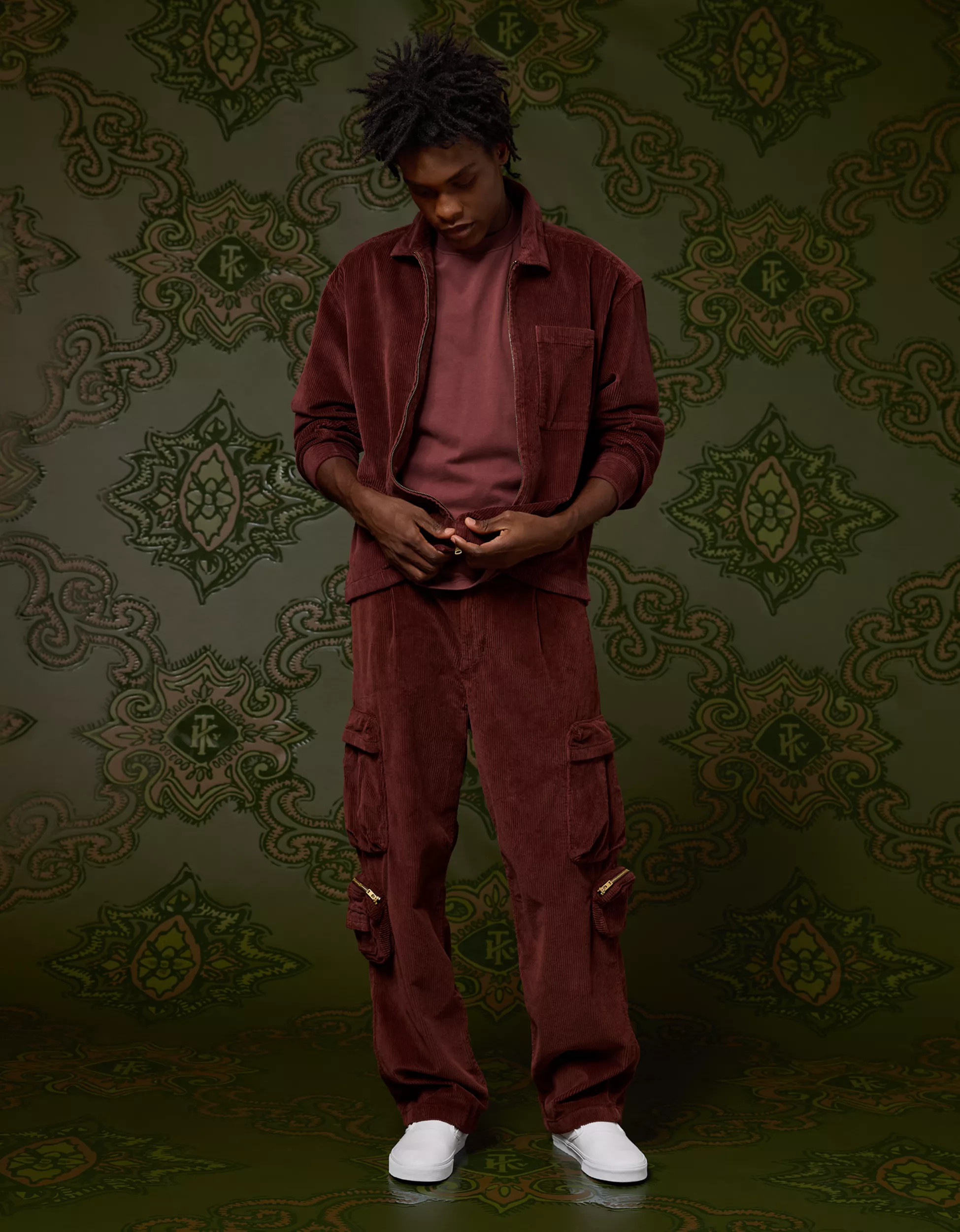 AE x Tru Kolors Corduroy Full-Zip Mechanic Jacket | American Eagle Outfitters (US & CA)