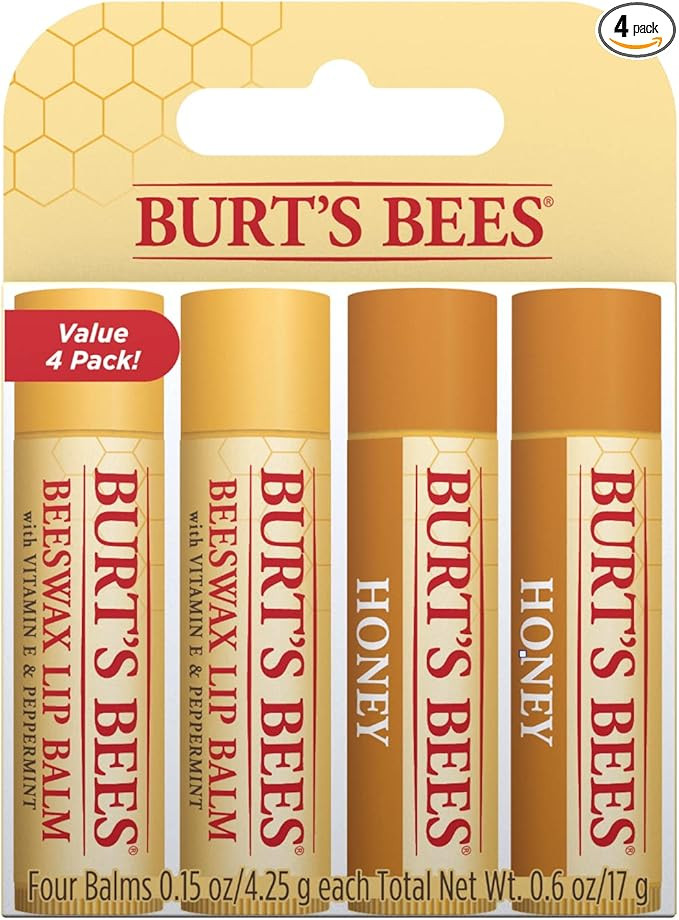 Burt's Bees Lip Balm Multipack, Moisturising Lip Balm Set With Beeswax & Honey, Value Pack, 4x4.2... | Amazon (UK)