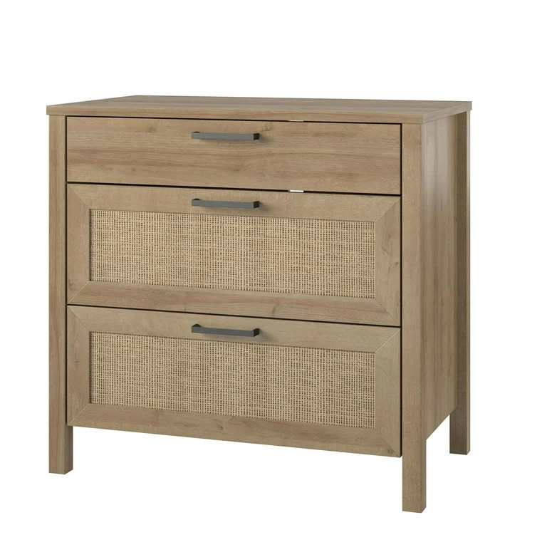 Queer Eye Wimberly 3 Drawer Dresser, Natural with Rattan | Walmart (US)