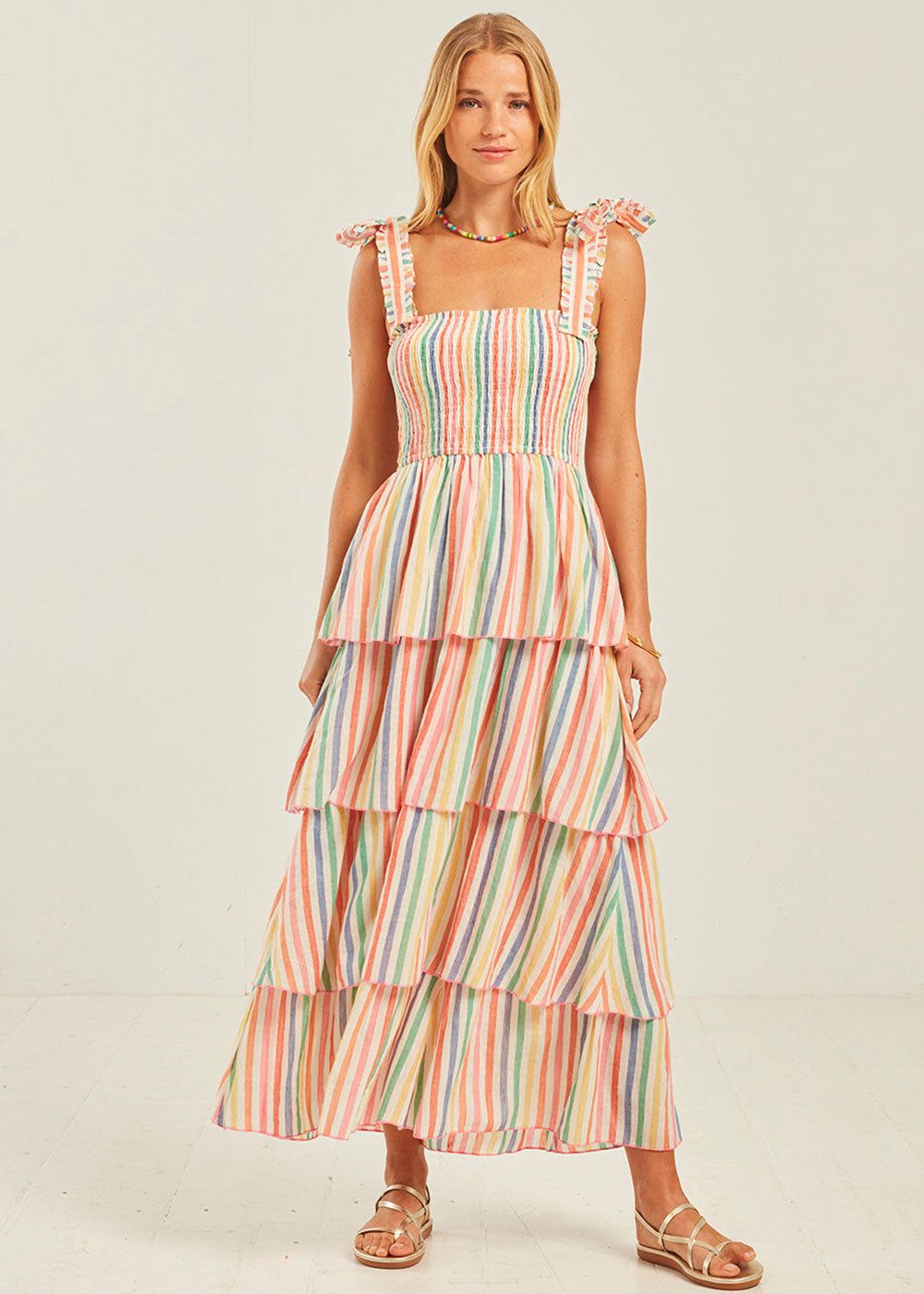 Pink City Prints Rainbow Stripe Zazie Dress - Trouva | Trouva (Global)