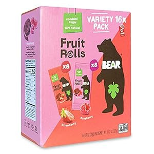 BEAR Real Fruit Snack Rolls, Strawberry & Raspberry Variety Pack – 16 Count – Gluten Free, Ve... | Amazon (US)