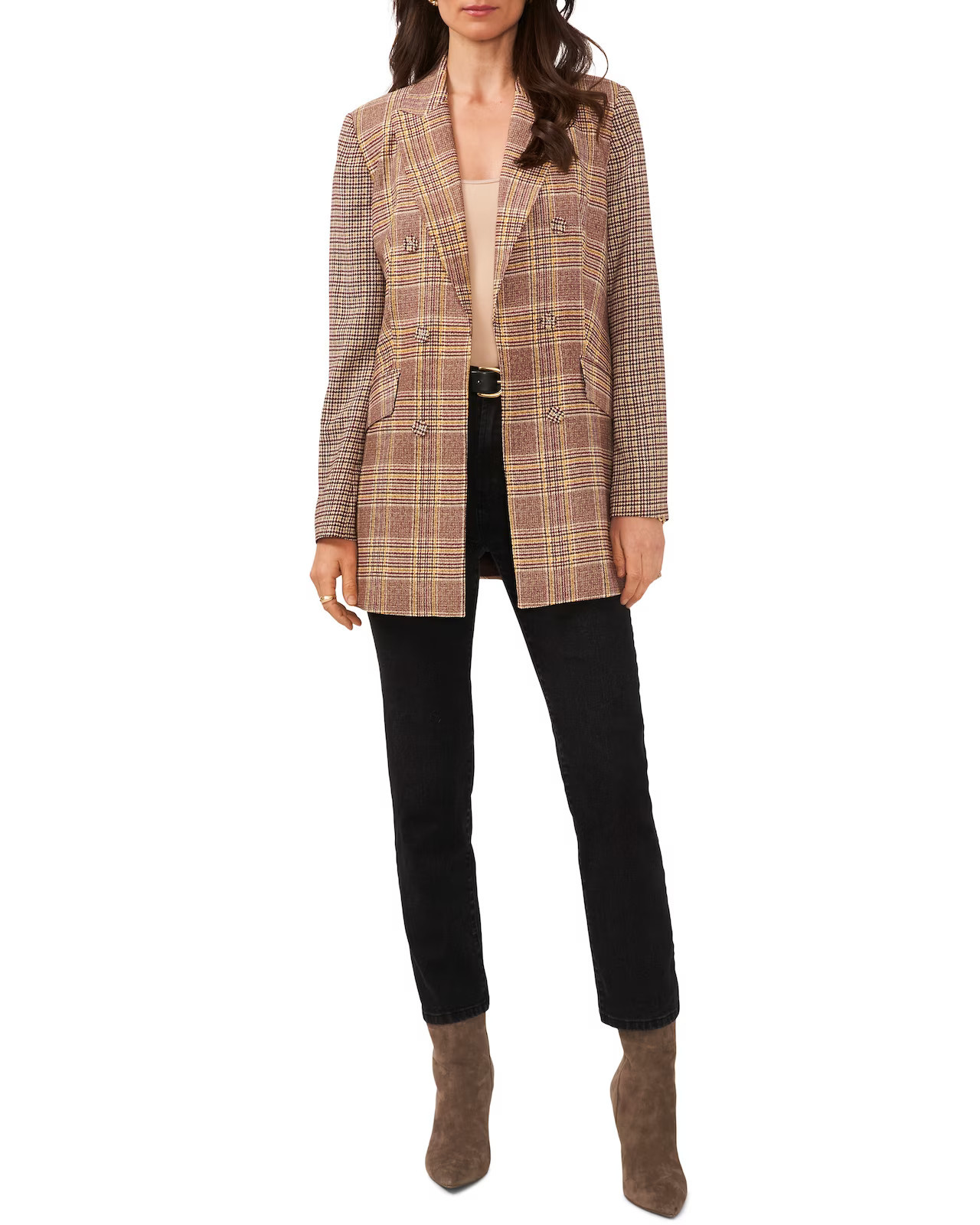 Vince Camuto Plaid Double-breasted Blazer (Plus Size) | Vince Camuto