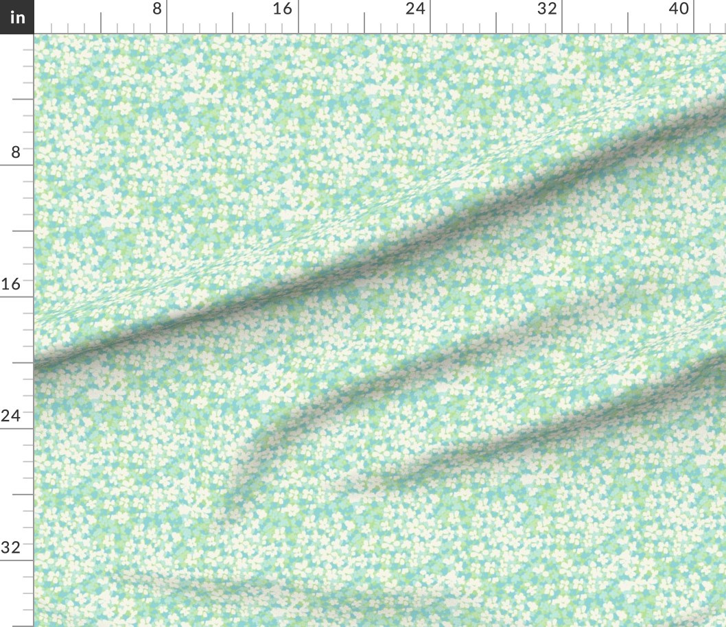 Boho Beach Blossoms - Abstract painterly ditsy flowers white & Blue Green Fabric | Spoonflower | Spoonflower