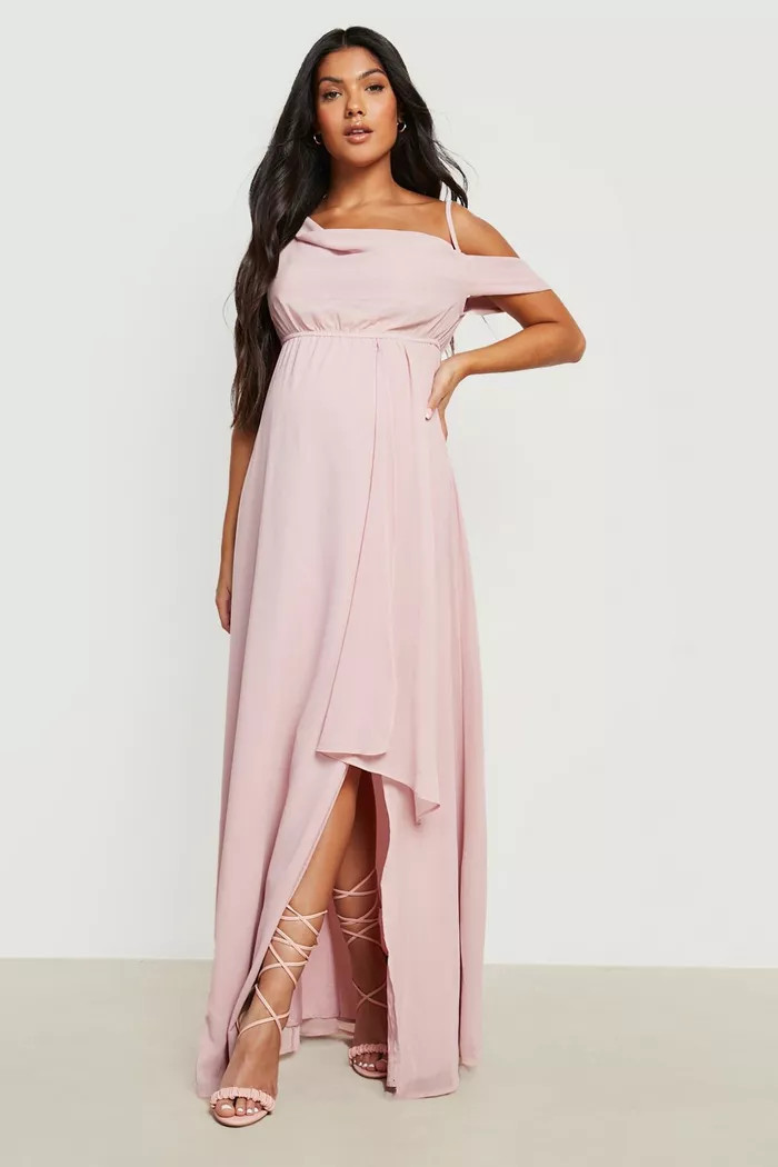 Maternity Occasion Drape Shoulder Maxi Dress | Boohoo.com (US & CA)
