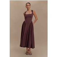 Sharon Scuba Jersey Midi Dress / Cacao Brown | MESHKI | M | MESHKI US
