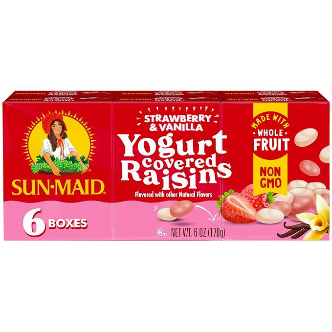 Sun-Maid Strawberry & Vanilla Yogurt Coated Raisins, 1 oz Box, 6 Pk | Amazon (US)
