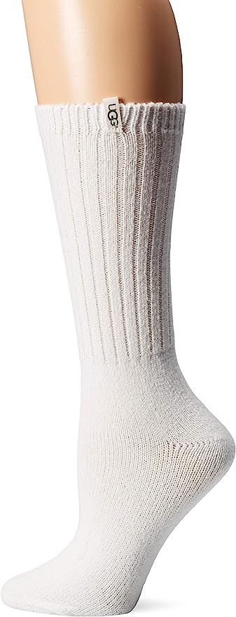 Amazon.com: UGG womens Rib Knit Slouchy Crew Casual Sock, White, One Size US : Clothing, Shoes & ... | Amazon (US)
