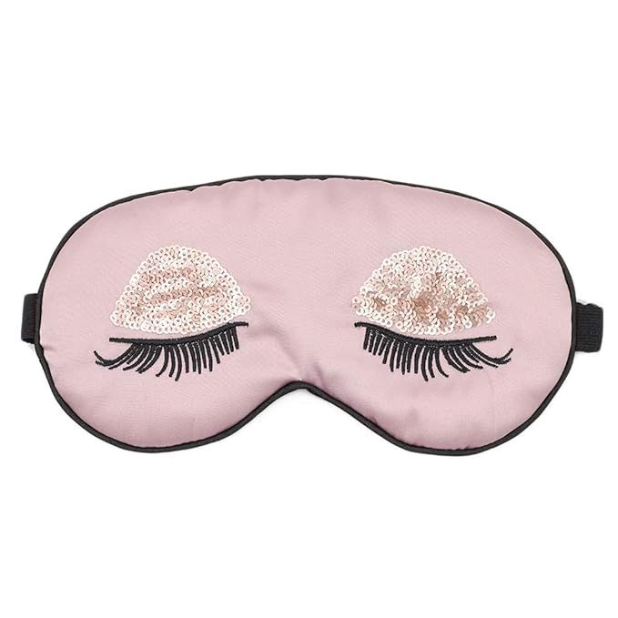 ACTLATI Silk Sleep Eye Mask Sequin Eyelashes Blindfold with Elastic Strap Soft Eye Cover for Nigh... | Amazon (US)