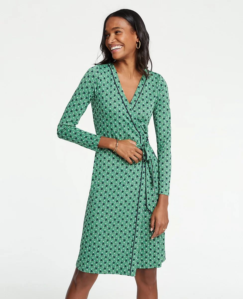 Piped Tulip Wrap Dress | Ann Taylor (US)