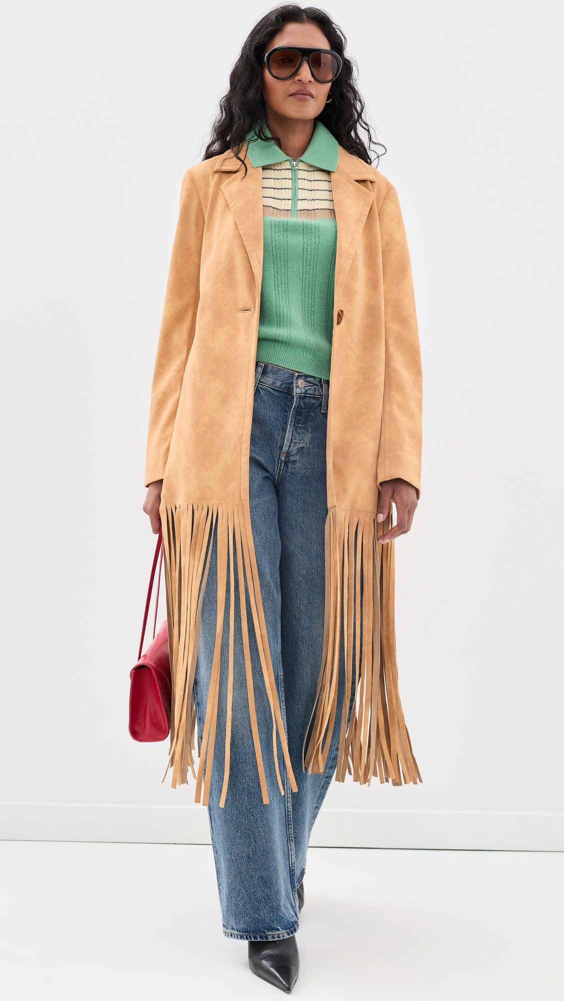 SIMONMILLER Vero Vegan Leather Fringe Coat Sand M | Shopbop