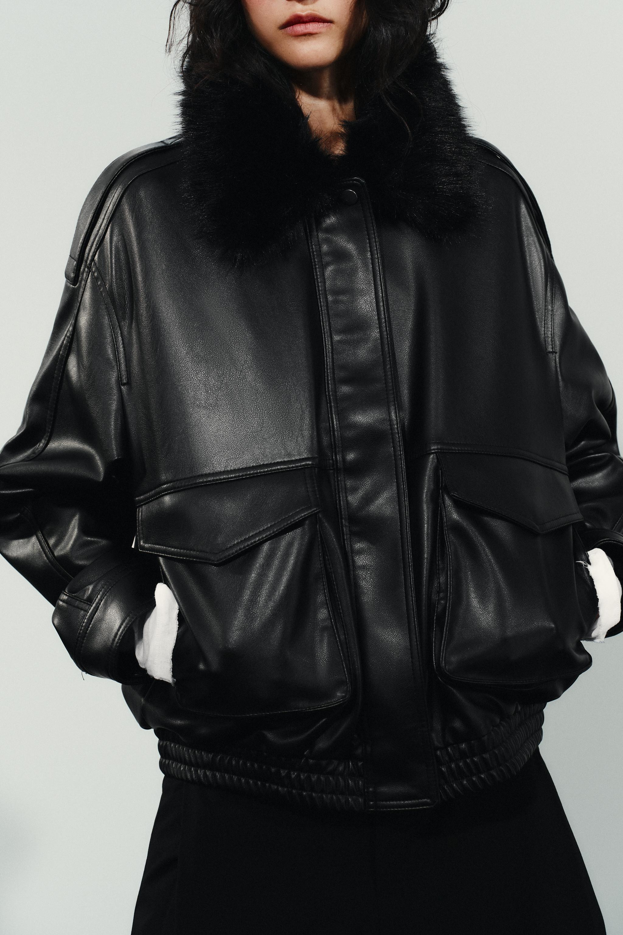 DETACHABLE FAUX FUR COLLAR JACKET | Zara US